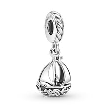 Load image into Gallery viewer, 925 Sterling Silver Sail Boat Dangle Charm