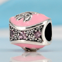 Load image into Gallery viewer, 925 Sterling Silver Pink Enamel CZ Minnie Mouse Bead Charm