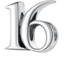 Load image into Gallery viewer, 925 Sterling Silver Numbers 16, 20 and 30 Bead Charm