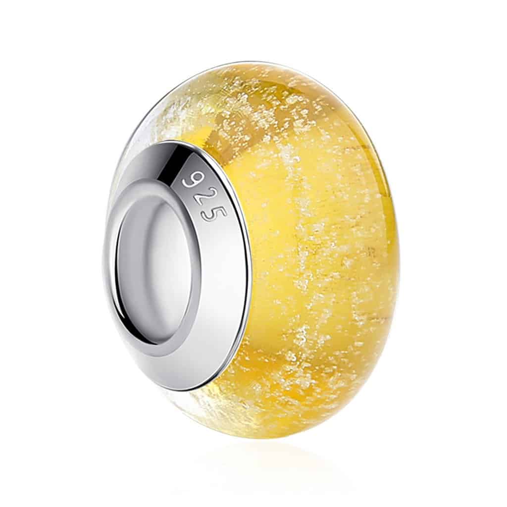 Yellow Murano Glass Bead Charm
