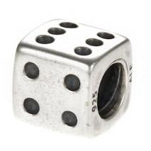 925 Sterling Silver Dice Bead Charm