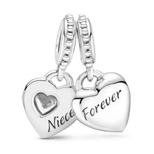 Load image into Gallery viewer, 925 Sterling Silver Aunt and Niece Forever in my Heart Dangle Charm