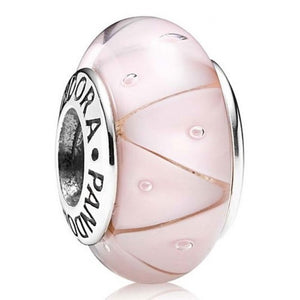 925 Sterling Silver Pink Glass Murano Bead Charm