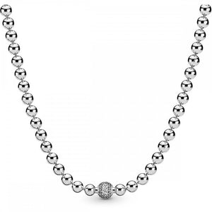 925 Sterling Silver Beads And Pavé Necklace