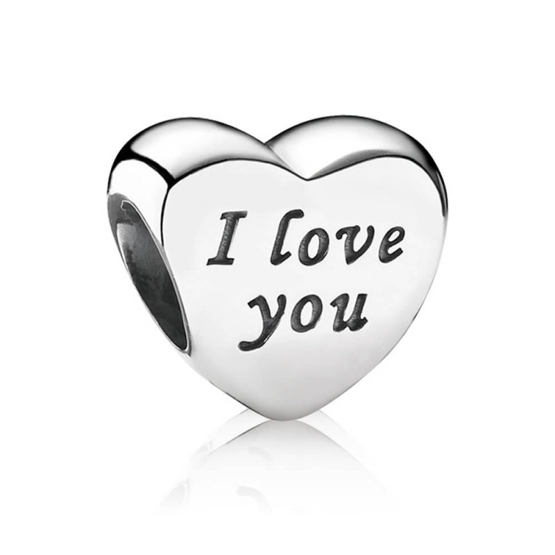 I Love You Engraved Heart Bead Charm