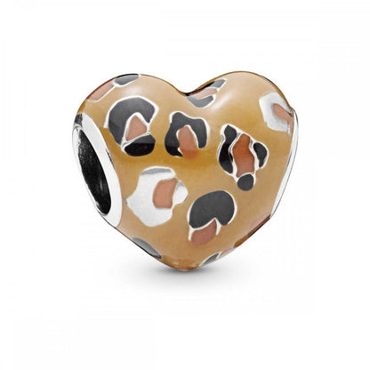 Leopard Motive Enamel Wild Heart Bead Charm
