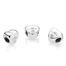 Load image into Gallery viewer, 925 Sterling Silver Nan Engraved CZ Heart Bead Charm