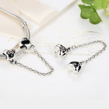 Load image into Gallery viewer, Genuine 925 Sterling Silver Mouse Safety Chain Stopper Charms fit  Bracelets for Women Jewelry PAS357