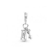 Load image into Gallery viewer, 925 Sterling Silver Alice in Wonderland Door Knob and Key Dangle Charm