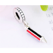 Load image into Gallery viewer, 925 Sterling Silver Red and Black Pencil Dangle Charm