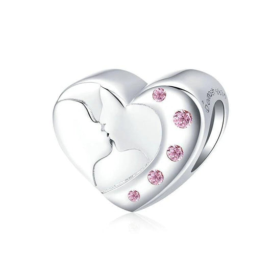 Sweet Kiss Heart Pink CZ Bead Charm