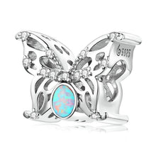 Load image into Gallery viewer, 925 Sterling Silver Opal Stone Butterfly Bead Charm