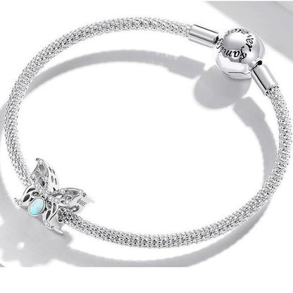 Butterfly Opal Stone CZ Openwork Bead Charm