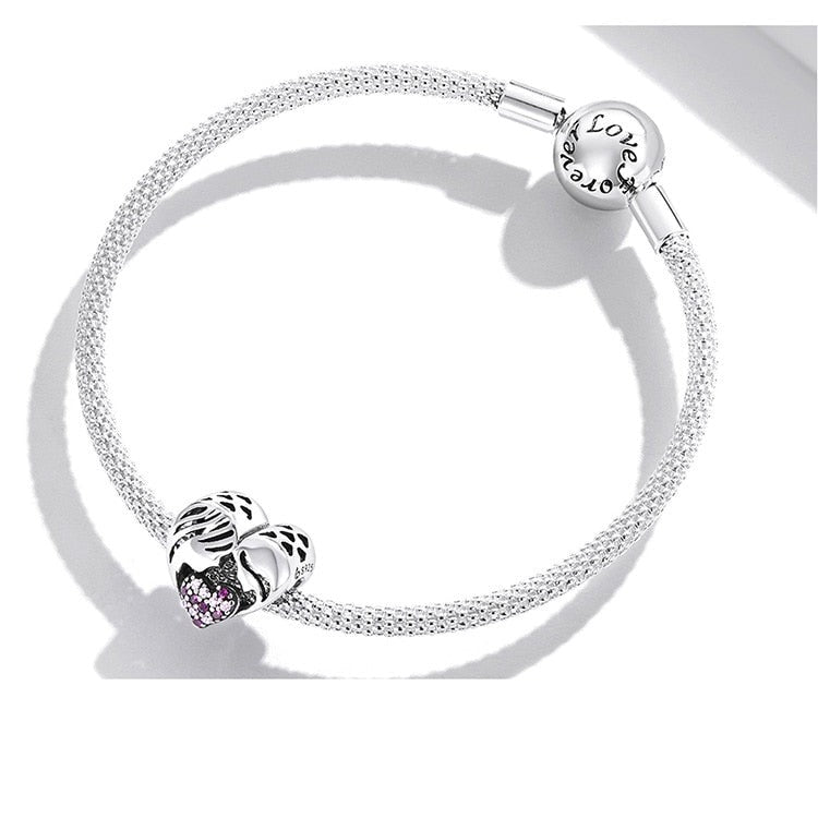 Mom and Daughter Silhouette Bead Charm