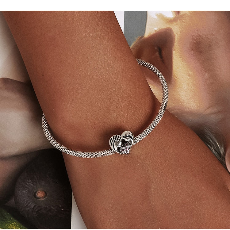 Mom and Daughter Silhouette Bead Charm