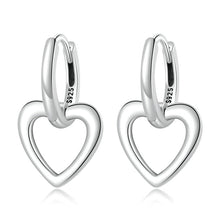Load image into Gallery viewer, 925 Sterling Silver Heart Hoop Earrings
