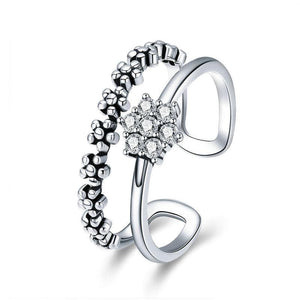 925 Sterling Silver Elegant Daisy Flower Adjustable Ring