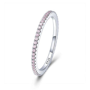 925 Sterling Silver Pink Crystal Anniversary Band