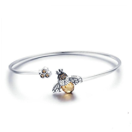 Crystal Bee And Honeycomb Open Bracelet