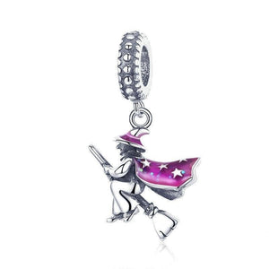 925 Sterling Silver Magic Witch Dangle Charm