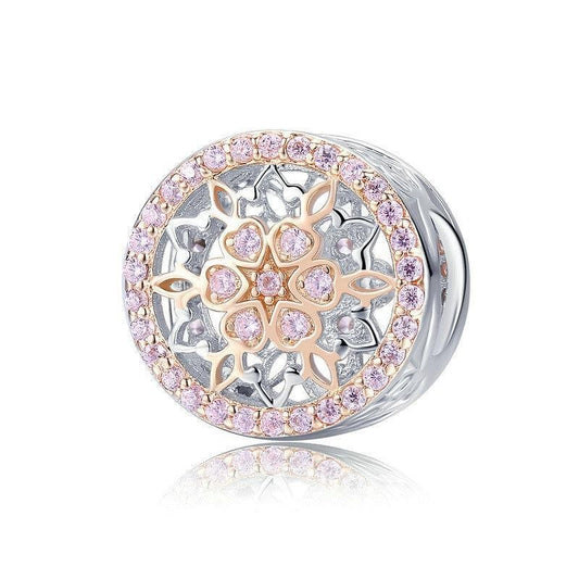 Two Tone Blooming Buds CZ Bead Charm