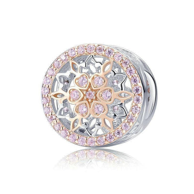 925 Sterling Silver Two Tone Blooming Buds CZ Bead Charm