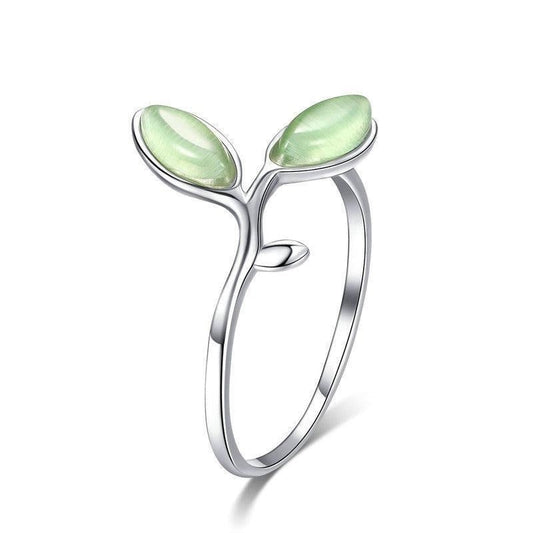 Hope Green Tree Leaves Tree Buds Adjustable Ring