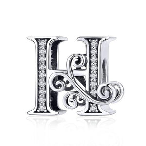 925 Sterling Silver Alphabet Letter A-Z Bead Charm