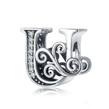 Load image into Gallery viewer, 925 Sterling Silver Alphabet Letter A-Z Bead Charm