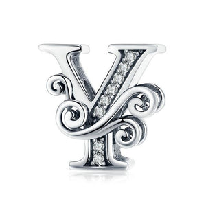 925 Sterling Silver Alphabet Letter A-Z Bead Charm