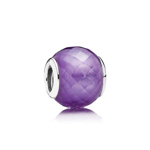 925 Sterling Silver Geometric Purple Facet Bead Charm