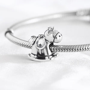 925 Sterling Silver Rocking Horse Bead Charm