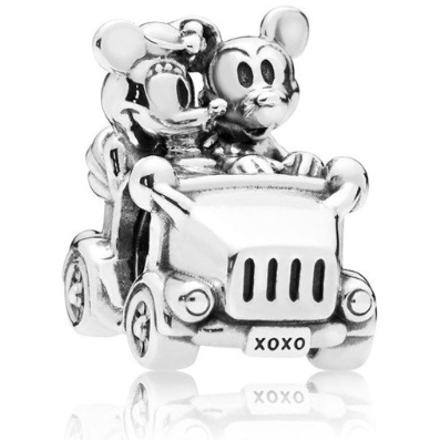 925 Sterling Silver Minnie and Mickey Mouse Car Bead Charm