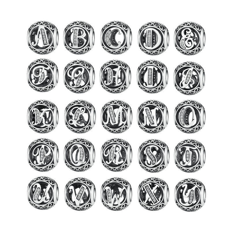 Alphabet Letter A-Z Bling Bead Charm