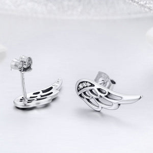 925 Sterling Silver Angel Wings Stud Earrings