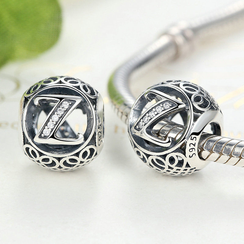 Alphabet Letter A-Z Bling Bead Charm
