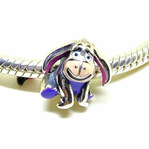 925 Sterling Silver Disney Eeyore Purple Enamel Bead Charm