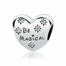 Load image into Gallery viewer, 925 Sterling Silver CZ &quot;Be Magical&quot; Heart Bead Charm