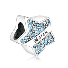 Load image into Gallery viewer, 925 Sterling Silver Star Shaped Birthstone Month Bead Charm