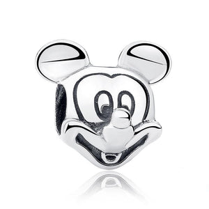 925 Sterling Silver Mickey Mouse Head Bead Charm