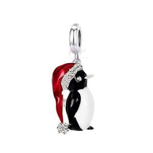 925 Sterling Silver Christmas Penguin Dangle Charm