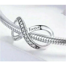 Load image into Gallery viewer, 925 Sterling Silver CZ Family Forever Infinity Bead Charm