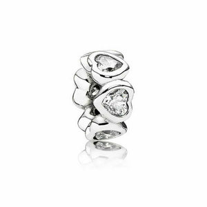 925 Sterling Silver Clear CZ Heart Spacer
