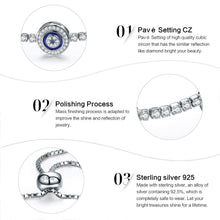Load image into Gallery viewer, 925 Sterling Silver Luxury Round Blue Eyes Clear Cubic Zircon Crystal Tennis Adjustable Bracelet Jewelry SCB002