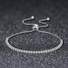 Load image into Gallery viewer, 925 Sterling Silver Sparkling Strand Bracelet Women Link Tennis Bracelet Silver Jewelry SCB029