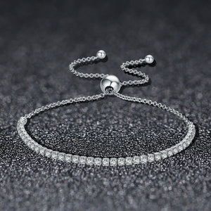 925 Sterling Silver Sparkling Strand Bracelet Women Link Tennis Bracelet Silver Jewelry SCB029