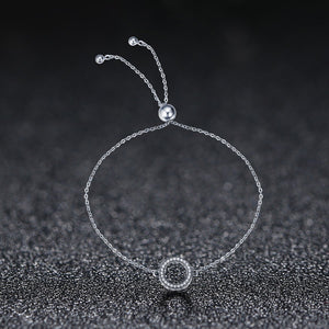Trendy 925 Sterling Silver Glittering Round Circle Chain Link Strand Bracelets for Women Sterling Silver Jewelry SCB030