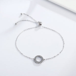 Trendy 925 Sterling Silver Glittering Round Circle Chain Link Strand Bracelets for Women Sterling Silver Jewelry SCB030