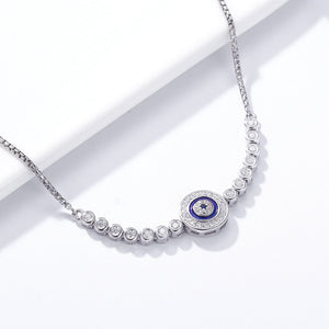 Authentic 925 Sterling Silver Blue Eye Tennis Bracelet for Women Adjustable Chain Bracelet Sterling Silver Jewelry SCB033