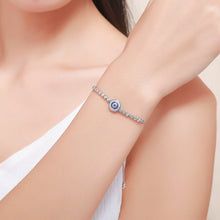Load image into Gallery viewer, Authentic 925 Sterling Silver Blue Eye Tennis Bracelet for Women Adjustable Chain Bracelet Sterling Silver Jewelry SCB033